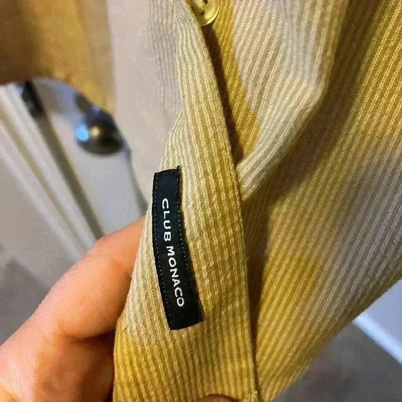 Mens Club Monaco Seersucker Cotton LS Button Down Shirt - Picture 4 of 6